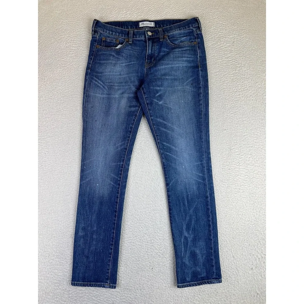 Madewell Slim Boyjean Jeans Womens 28 Blue Medium Wash Mid Rise Stretch Denim